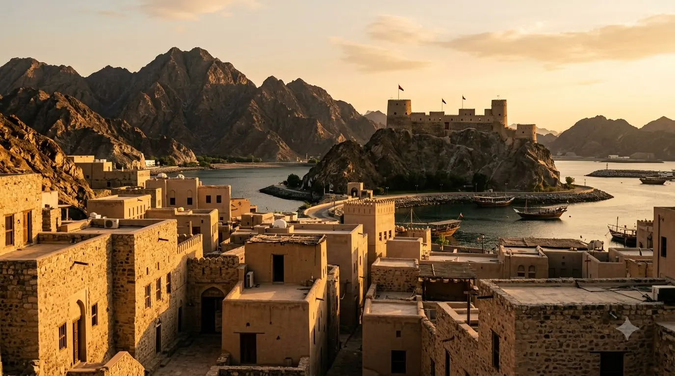 Old Muscat's architecture beside the sea