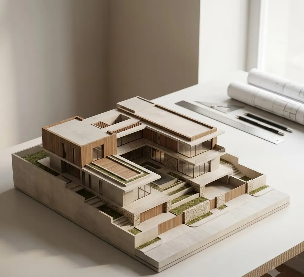 Architectural model on a desk