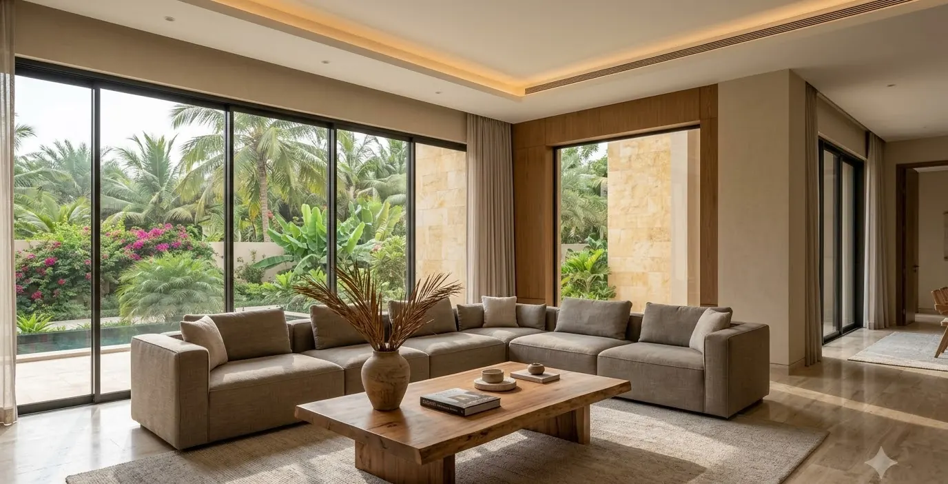 A bright, spacious villa living room