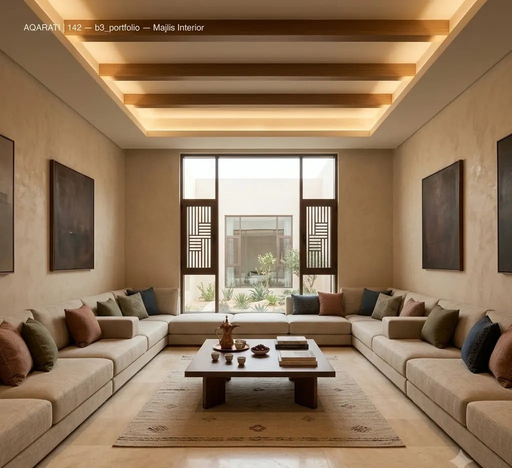 A contemporary Omani majlis interior